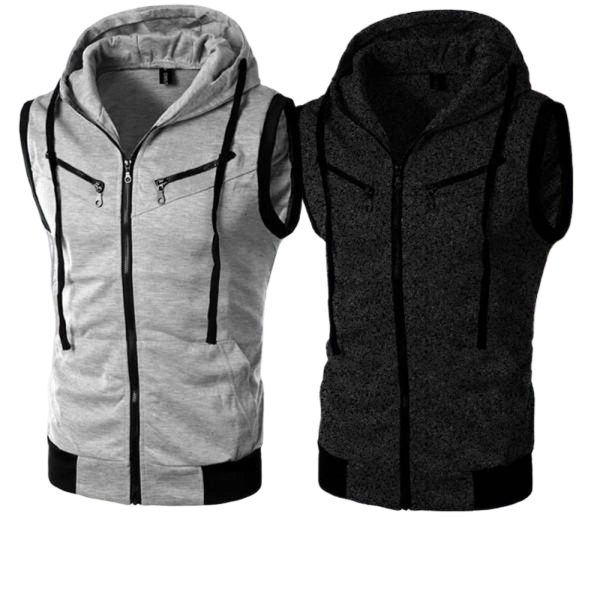 Pack of 2 Jaqueta Front Zipper Sleeveless Hoodies | 2 Pieces | New Jet Collection Upper - Image 2