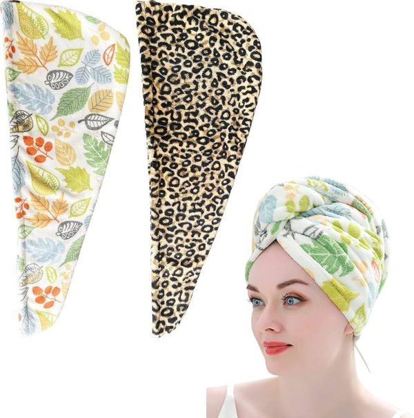 Terry Cotton Printed Hair Towel (1 Pc) (Random Design) – Quick‑Dry Multicolor Wrap for Salon & Home Use, Standard Size