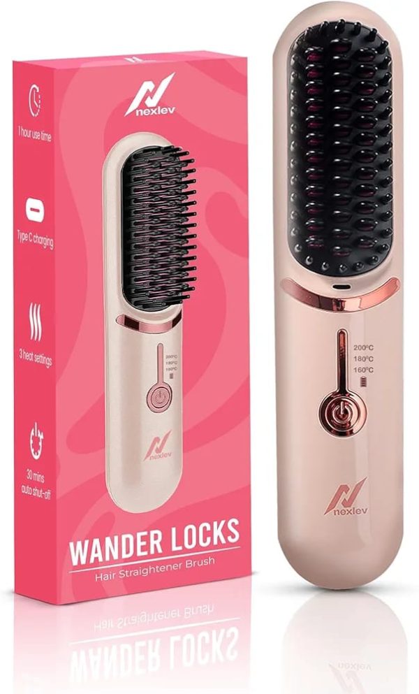 Compact and Portable Hair Styling: Nexlev HSB-04 Cordless Hair Straightener Brush - Image 4