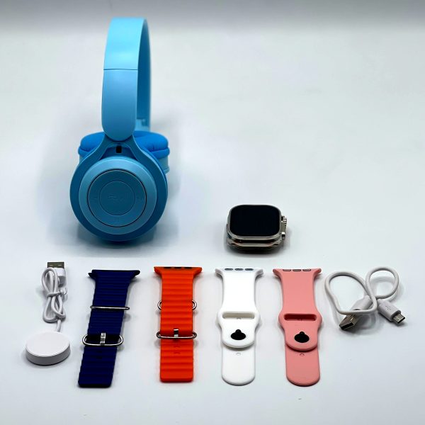 Ultra 2 Smart Watch Bundle – Includes Free P47 Wireless Headphone + 7 Interchangeable Straps