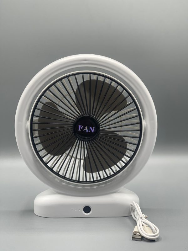 Desktop Fan Rechargeable, Mini Table Fan, Powerful Electric Fan with  Adjustable Wind Speeds, Portable USB Fan for Home Office and Outdoors | Three-Speed Mini Desktop Fan with Colorful LED Lights – USB & Battery Powered - Random Color  - Image 3
