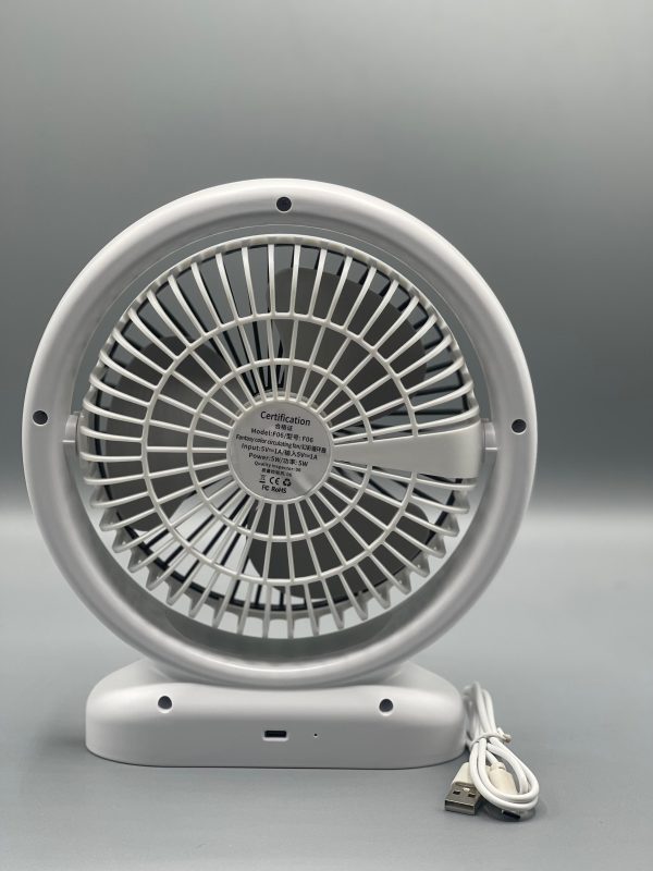 Desktop Fan Rechargeable, Mini Table Fan, Powerful Electric Fan with  Adjustable Wind Speeds, Portable USB Fan for Home Office and Outdoors | Three-Speed Mini Desktop Fan with Colorful LED Lights – USB & Battery Powered - Random Color  - Image 4