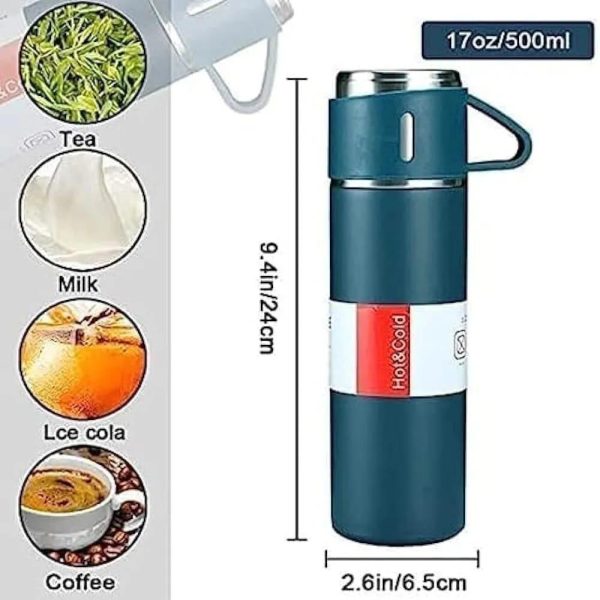 1 Cup Vaccume Insulated Water Bottle | New Creative Gift Box Set Vacuum Cup Set 500ml 304 Stainless Steel Thermos - Image 2