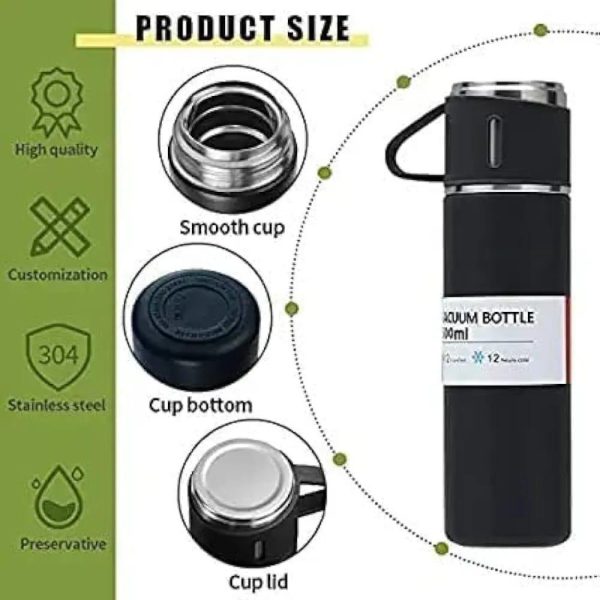 1 Cup Vaccume Insulated Water Bottle | New Creative Gift Box Set Vacuum Cup Set 500ml 304 Stainless Steel Thermos - Image 4