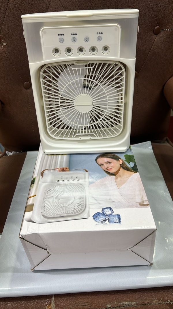 Portable Air Conditioner Fan USB Electric Fan with LED Night Light, Fine Mist Water, and Humidifier Function | Led Night Light Water Mist - Random Color 12 inch - Image 4