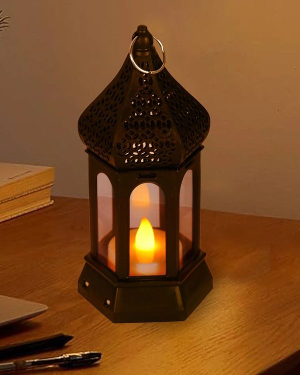 Antique Black candle lamp Atmosphere Decoration Creative Gift Hexagonal Wind Lamp Candle Lamp Led Wind Lamp Portable Small Horse Lamp - Image 2