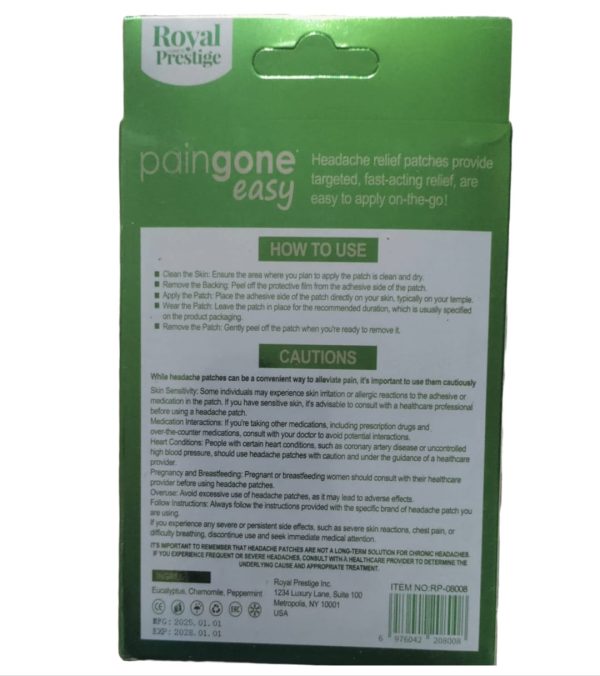 Paingone easy Headache Relief Patch for Temporary Relief of Headaches [10 Patches] - Image 3
