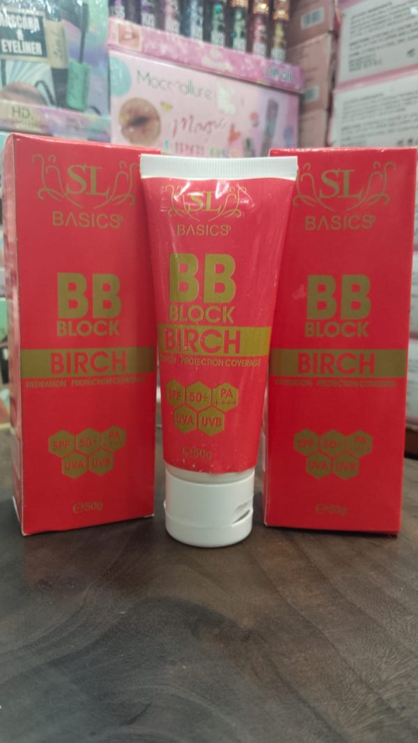 SL Basics BB Block 50g A revolutionary tinted sunscreen offering hydration, protection, and flawless coverage. Enriched with Vitamin E and Lotus Flower extract, it caters to all skin types - Image 5