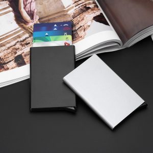 Pop_up Card Holder | Anti-theft ID Credit Card Holder Thin Aluminum Metal Wallet | Credit Card Box Card Holder |  Pocket Cover Bank for Women Men ( Black)