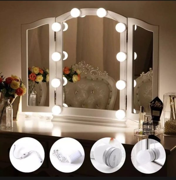Vanity Light LED Bulbs for Makeup Mirror Stand 10 Bulbs with 3 Light Modes - Image 3