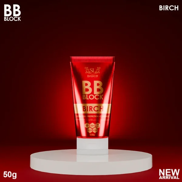 SL Basics BB Block 50g A revolutionary tinted sunscreen offering hydration, protection, and flawless coverage. Enriched with Vitamin E and Lotus Flower extract, it caters to all skin types - Image 4