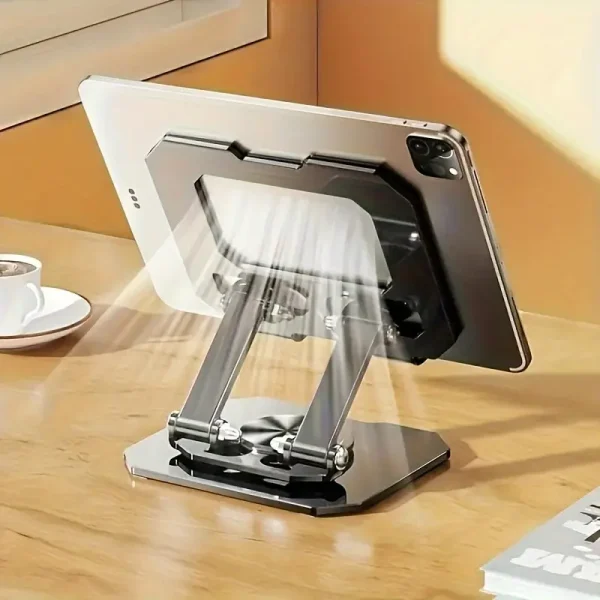 360° Rotating Metal Tablet & Mobile - Adjustable, Foldable, and Portable Desk Mount with Cooling Design for Phones, Tablets, and Small Devices, Device Cooling Stand | Stainless Steel Stand, Tablet Holder Stand - Random Color - Image 14