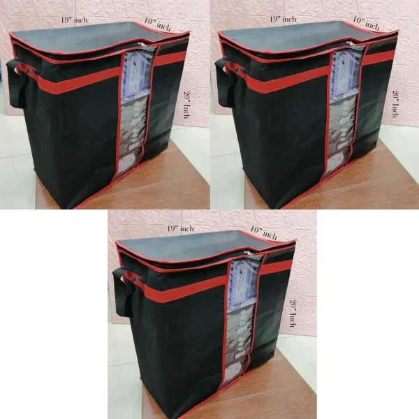 LARGE Storage Bag organizers [Pack of 1, 2,3 & 4] | Clothes Blanket Large Folding Boxes Storage Box | Foldable Containers Clothing Bedding Double Zipper - Image 3