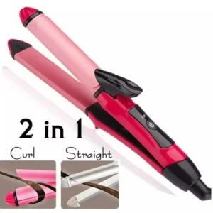 2-in-1 Nova Hair Straightener and Curler – Dual-Use Styling Tool with Quick Heat-Up Technology, Ceramic Plates for Smooth Straightening & Effortless Curls Model-NH-2009 – Portable, Lightweight, Ideal for Home or Travel Use