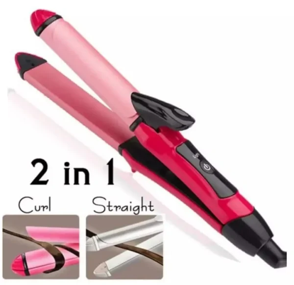 2-in-1 Nova Hair Straightener and Curler – Dual-Use Styling Tool with Quick Heat-Up Technology, Ceramic Plates for Smooth Straightening & Effortless Curls Model-NH-2009 – Portable, Lightweight, Ideal for Home or Travel Use