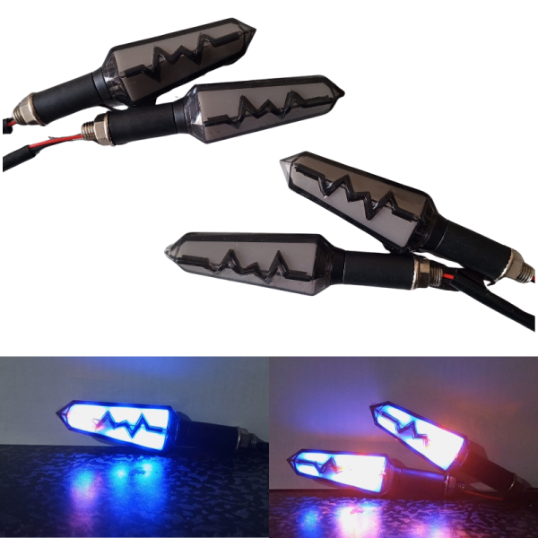 Bike Indicator HeartBeat Running Style With LAVA DRL Yellow-White/Yellow-Red/Yellow-Blue | Fancy Universal Indicator For Motorcycle | Heartbeat Indicator | Mini Fancy Indicator for Bike - Image 9
