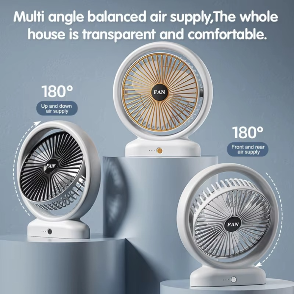 Desktop Fan Rechargeable, Mini Table Fan, Powerful Electric Fan with  Adjustable Wind Speeds, Portable USB Fan for Home Office and Outdoors | Three-Speed Mini Desktop Fan with Colorful LED Lights – USB & Battery Powered - Random Color  - Image 16