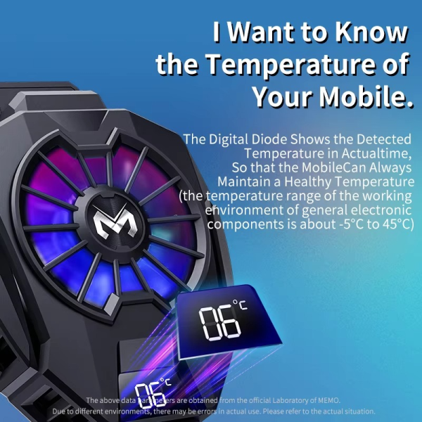 MEMO DL05 Portable Semiconductor Phone Cooler Fan – Multi-Function Gaming Cooling Device | Best Quality Fan For Gaming - Random Color - Image 7