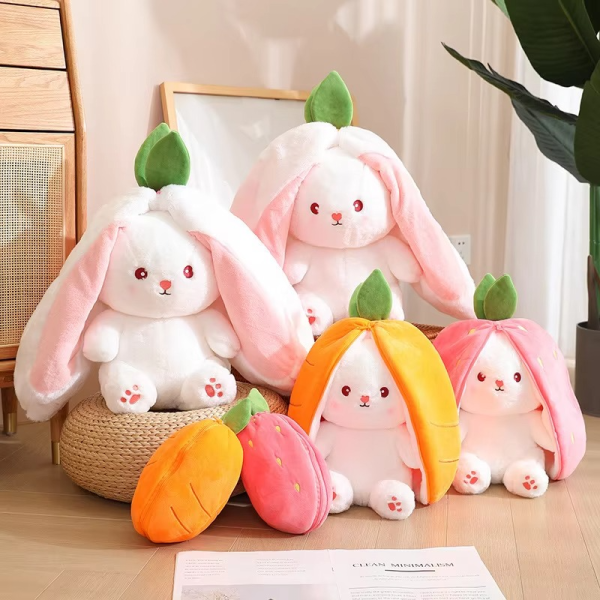 Rabbit New Creative Strawberry Rabbit Plush Soft Doll Hug Pillow | Best Quality Stuff Toy For Babies & Kids - Random Color - Image 4