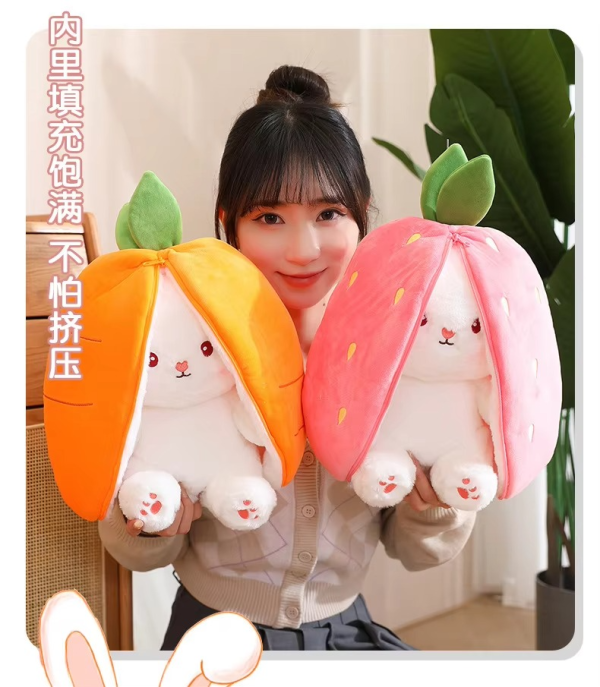 Rabbit New Creative Strawberry Rabbit Plush Soft Doll Hug Pillow | Best Quality Stuff Toy For Babies & Kids - Random Color - Image 5