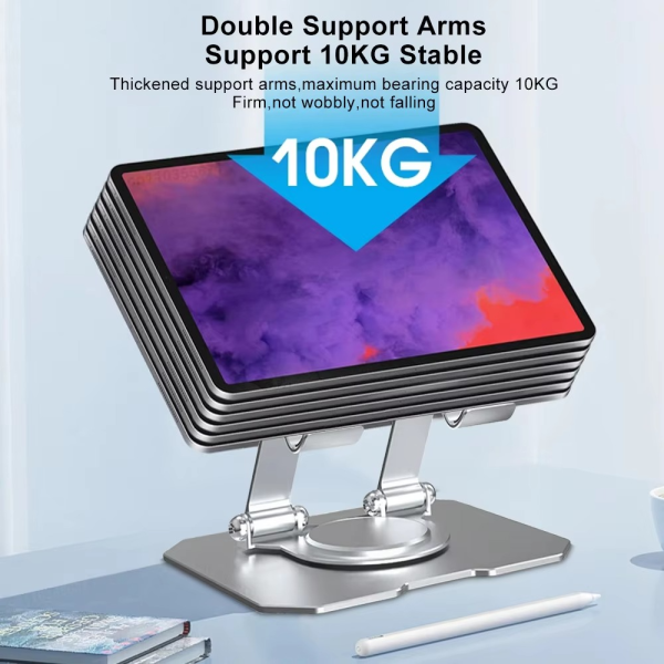 360° Rotating Metal Tablet & Mobile - Adjustable, Foldable, and Portable Desk Mount with Cooling Design for Phones, Tablets, and Small Devices, Device Cooling Stand | Stainless Steel Stand, Tablet Holder Stand - Random Color - Image 9