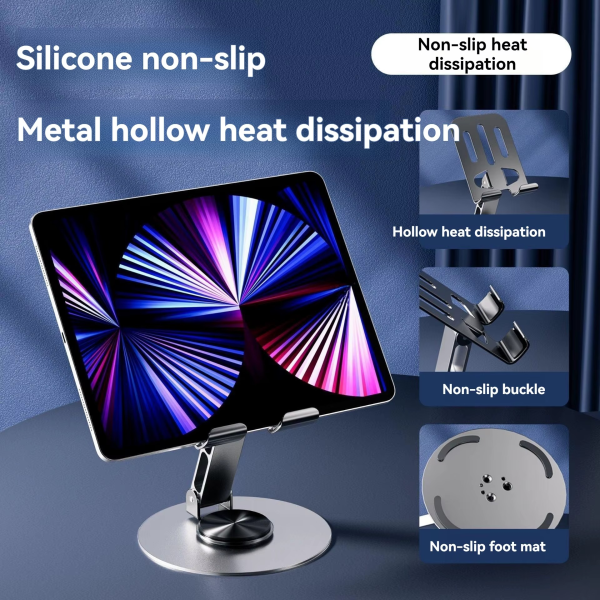 Mobile Stand - Mobile Phone Holder Broadcast Mobile Phone Holder 360 Degree Rotation Adjustment Folding Lazy Tablet Desktop Mobile Phone Holder - Stainless Steel - Random Color - Image 7