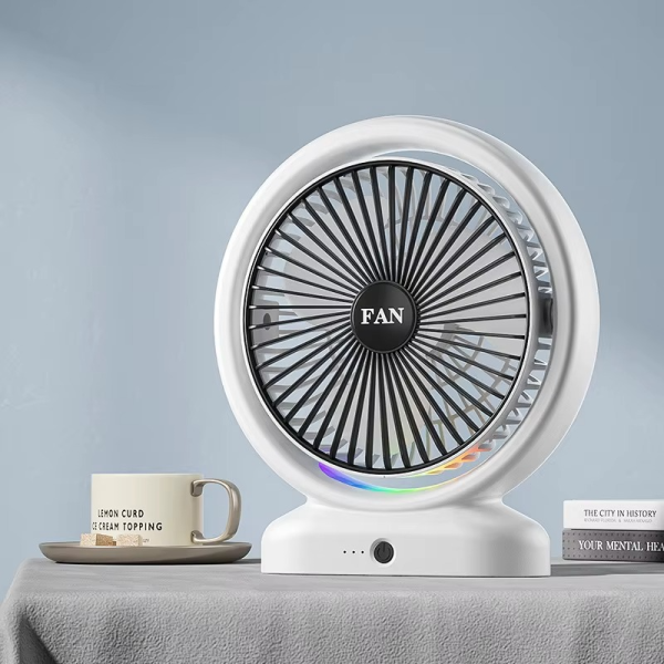 Desktop Fan Rechargeable, Mini Table Fan, Powerful Electric Fan with  Adjustable Wind Speeds, Portable USB Fan for Home Office and Outdoors | Three-Speed Mini Desktop Fan with Colorful LED Lights – USB & Battery Powered - Random Color  - Image 19