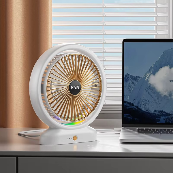 Desktop Fan Rechargeable, Mini Table Fan, Powerful Electric Fan with  Adjustable Wind Speeds, Portable USB Fan for Home Office and Outdoors | Three-Speed Mini Desktop Fan with Colorful LED Lights – USB & Battery Powered - Random Color  - Image 20