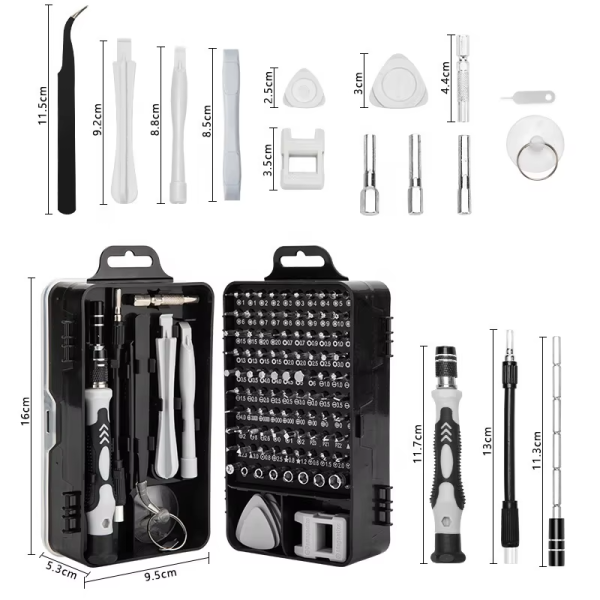 115-in-1 Precision Magnetic Screwdriver Set – Stainless Steel Flat Head Repair Tool Kit for Phones, Computers, Laptops, Watches, Eyeglasses, and Other Electronics - Tool Kit - Image 4