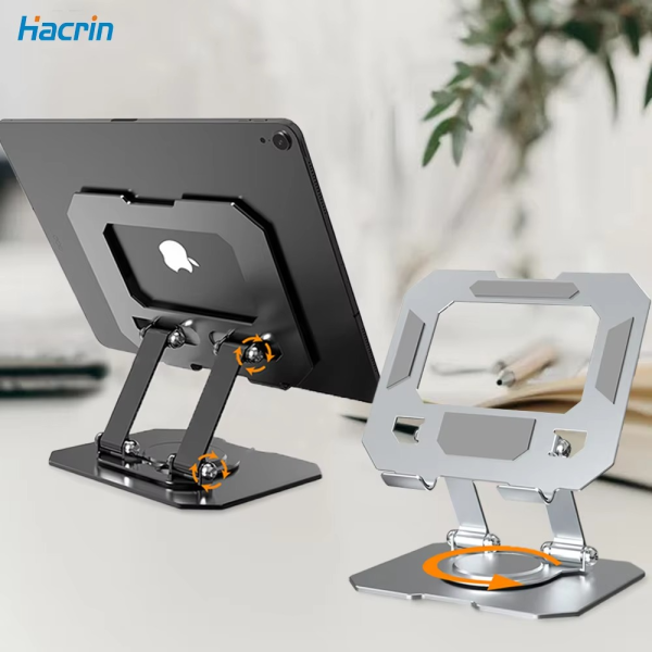 360° Rotating Metal Tablet & Mobile - Adjustable, Foldable, and Portable Desk Mount with Cooling Design for Phones, Tablets, and Small Devices, Device Cooling Stand | Stainless Steel Stand, Tablet Holder Stand - Random Color - Image 4