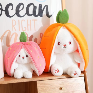 Rabbit New Creative Strawberry Rabbit Plush Soft Doll Hug Pillow | Best Quality Stuff Toy For Babies & Kids - Random Color