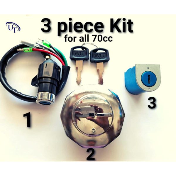 03 Pcs Lock Set For CD-70 Motorcycle  and China Bike - 3 in 1 Lock Set - Best Quality Lock Set For Bike - Image 4