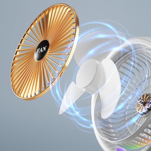 Desktop Fan Rechargeable, Mini Table Fan, Powerful Electric Fan with  Adjustable Wind Speeds, Portable USB Fan for Home Office and Outdoors | Three-Speed Mini Desktop Fan with Colorful LED Lights – USB & Battery Powered - Random Color  - Image 14