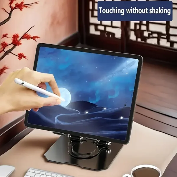 360° Rotating Metal Tablet & Mobile - Adjustable, Foldable, and Portable Desk Mount with Cooling Design for Phones, Tablets, and Small Devices, Device Cooling Stand | Stainless Steel Stand, Tablet Holder Stand - Random Color - Image 13