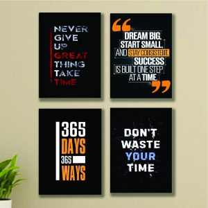 4pcs motivational sticky phototile Wooden Material wall frames for home decor 365 days (8x11inches)