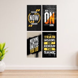 Set Of 4 Motivational Wooden Canvas Frames For Wall Decore / Sticky Phototiles Frames