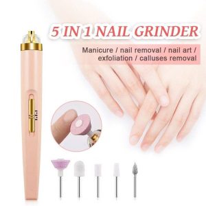 5 IN 1 Professional Manicure Nail | Salon Nail Finishing Touch | Nail Grinding, Burnishing Machine | Full Manicure and Pedicure Tool - Random Color