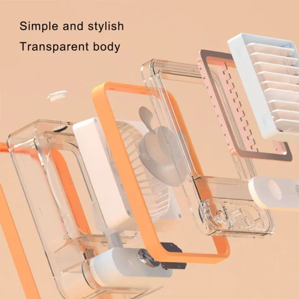 Portable Desktop Air Conditioner USB Mini Air Cooler Fan Water Cooling Fan with 3 Speed Spray Humidifier Purifier for Car Home Rechargeable - Image 5