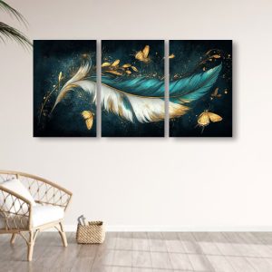 Set Of 3 Leaf Art Wooden Frames For Wall Decoration / Sticky Photo Tiles
